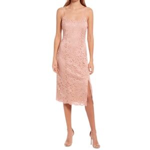 NWT Sam Edelman Lace Sheath Midi Slip Dress in Blush Sz. 4